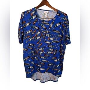 LuLaRoe Women’s Royal Blue Fireworks Irma Top Size XS